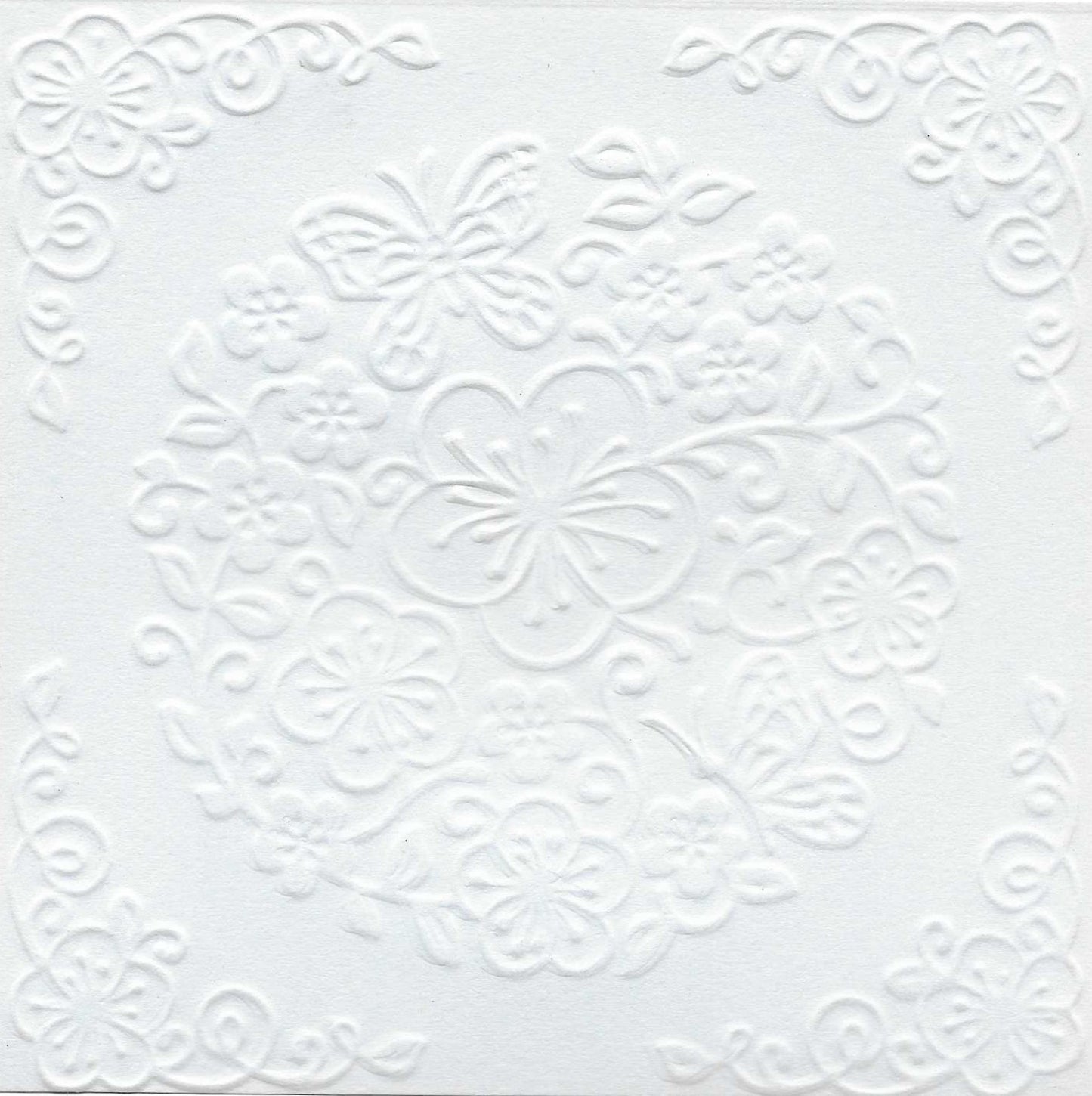 Embossed Card. 5"x5". Floral.
