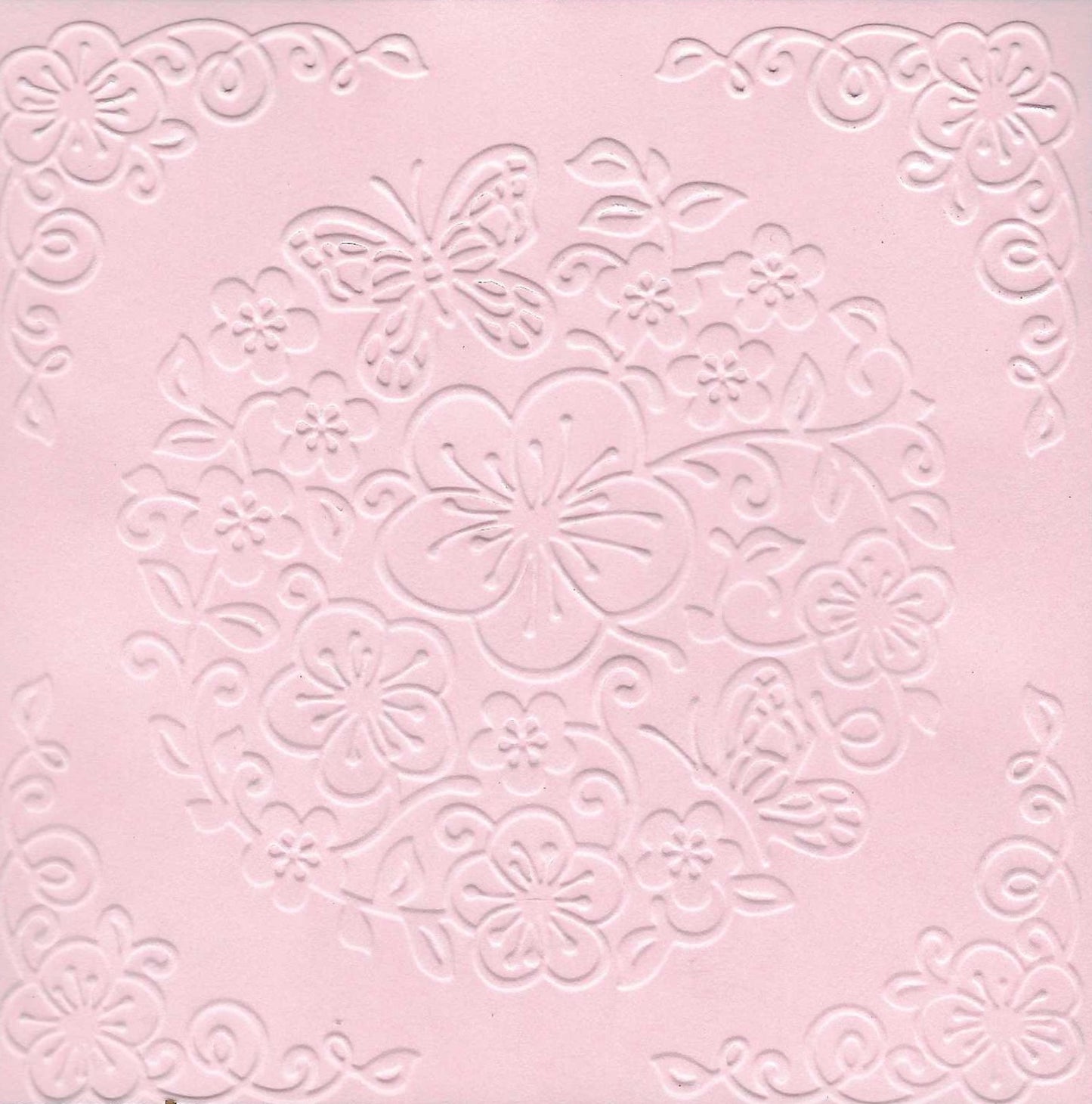 Embossed Card. 5"x5". Floral.