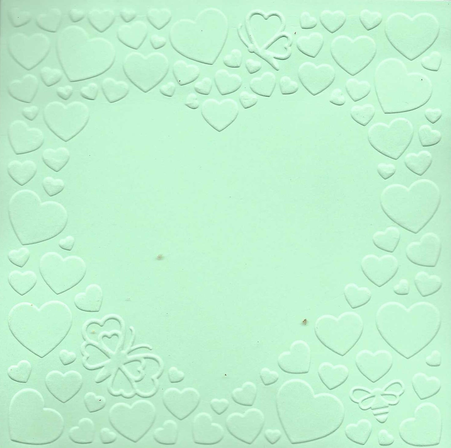 Embossed Card. 5"x5". Hearts.