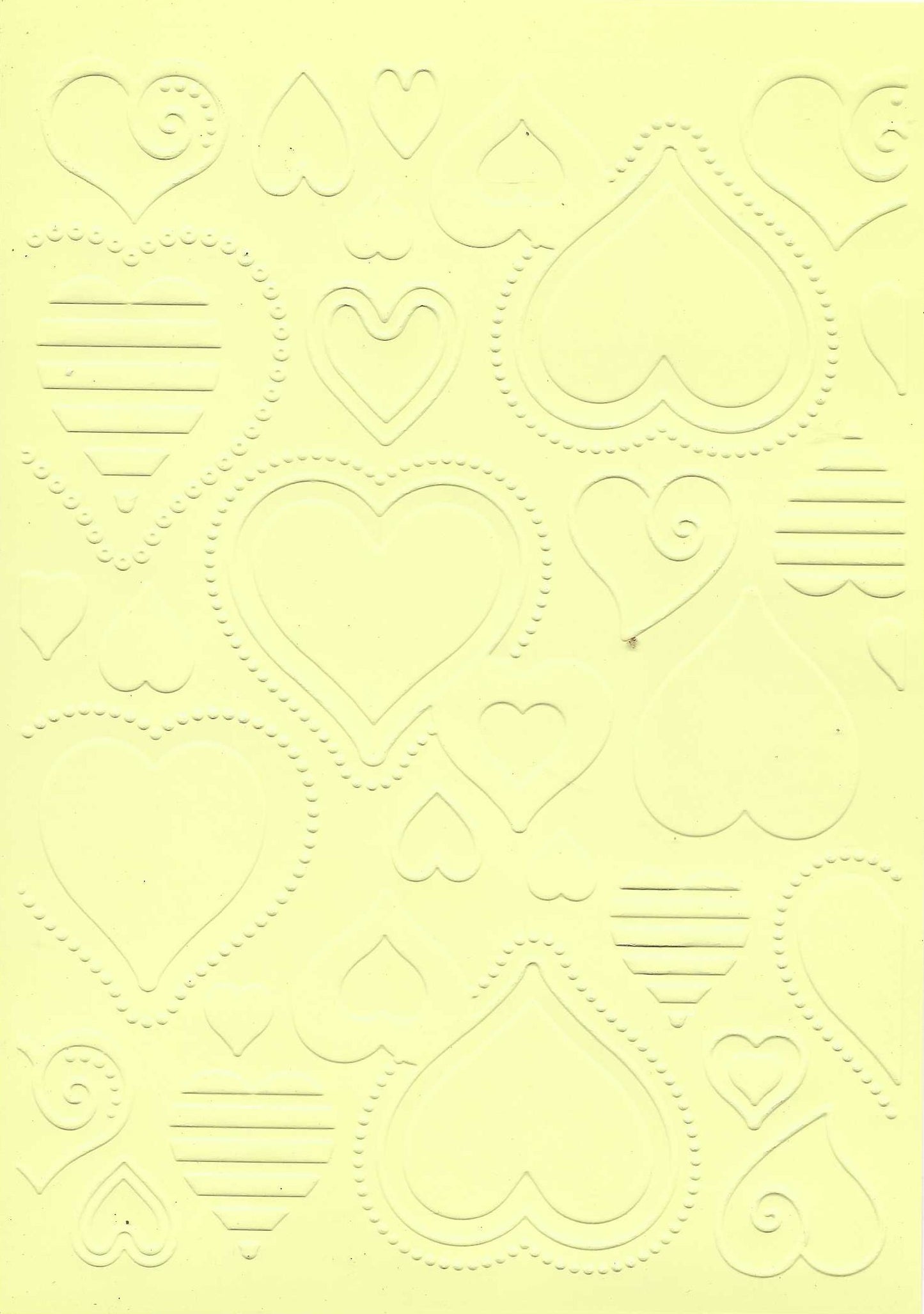 Embossed Card. 5"x7". Hearts.