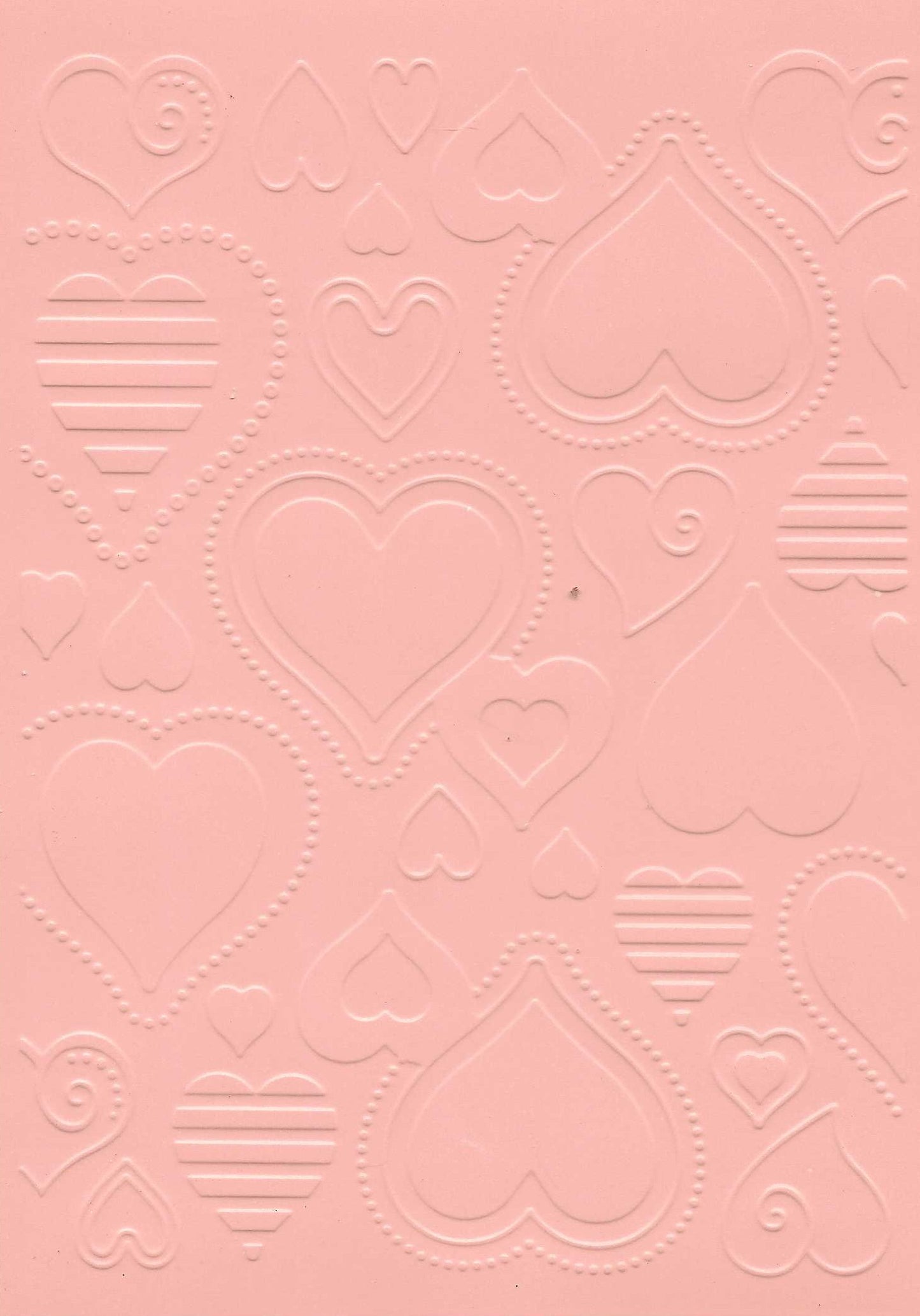 Embossed Card. 5"x7". Hearts.
