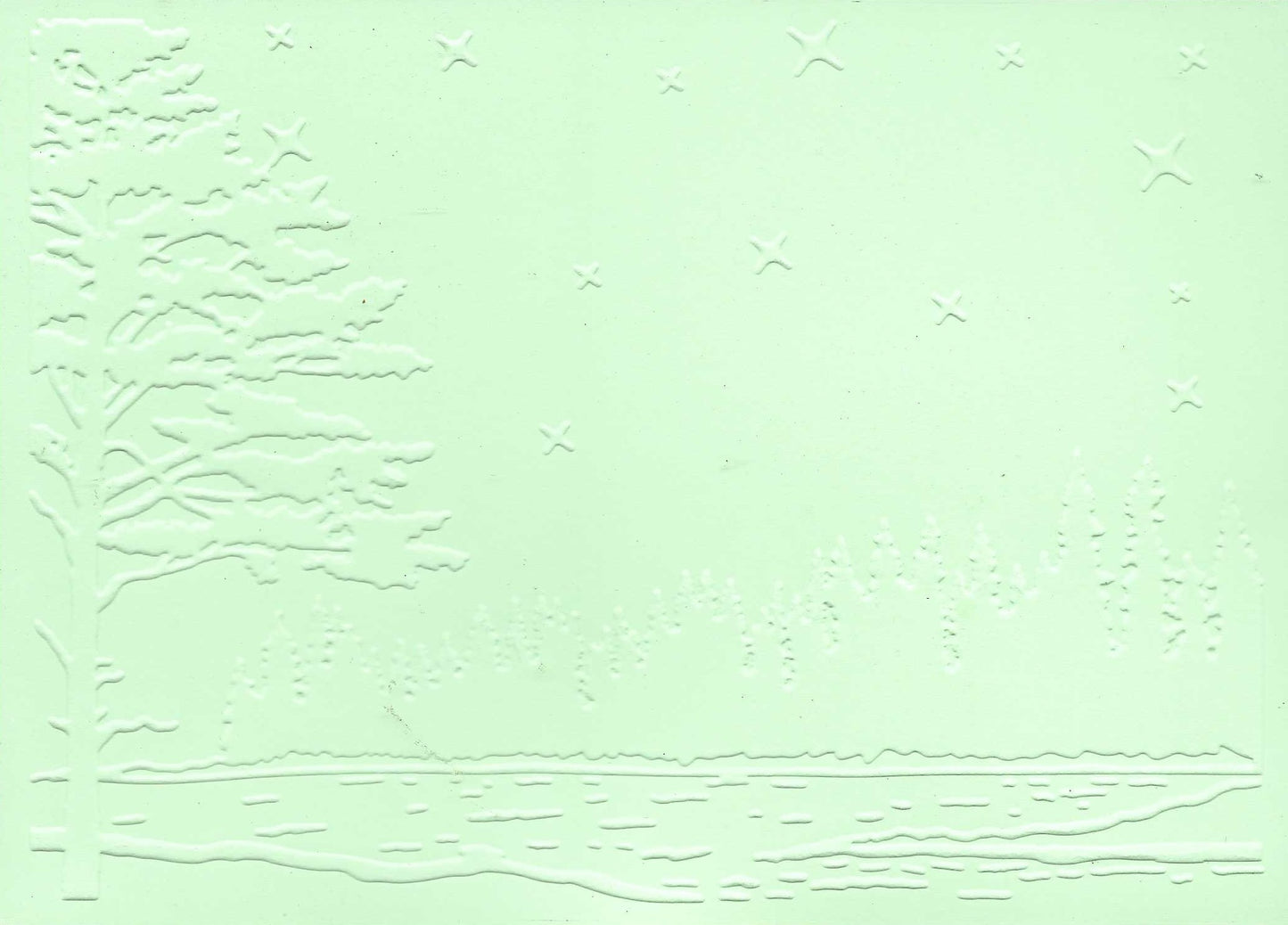 Embossed Card. 5"x7". Tree Scene. 10 Sheets In Assorted Colours