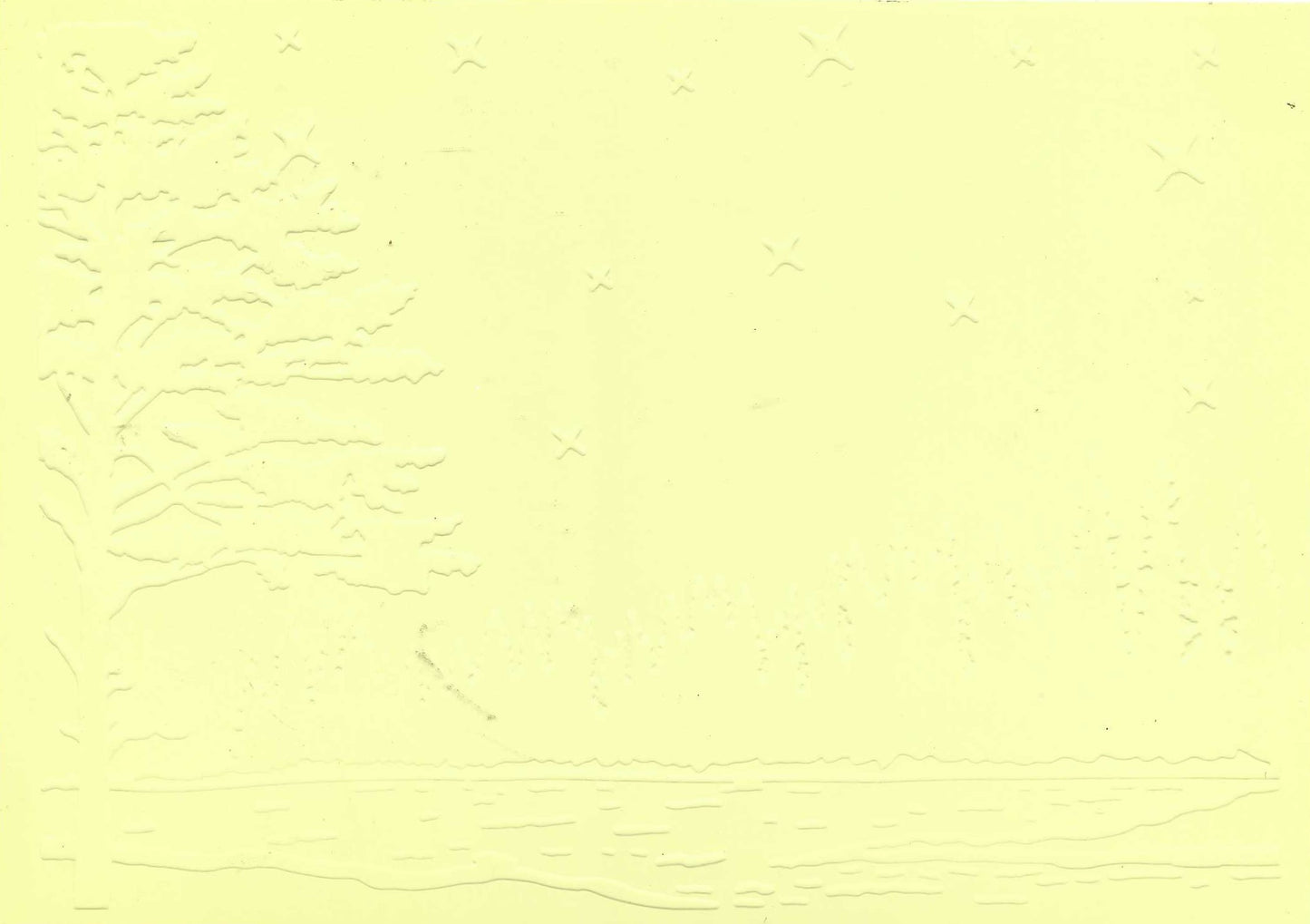 Embossed Card. 5"x7". Tree Scene. 10 Sheets In Assorted Colours