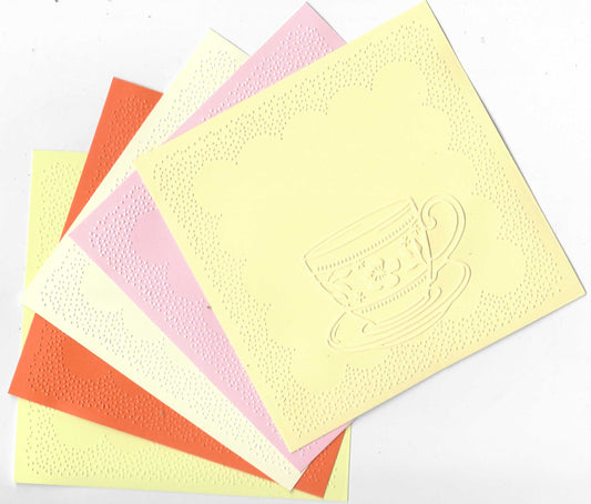 Embossed Card. 5"x5". Teacup.