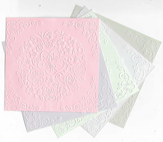 Embossed Card. 5"x5". Floral.