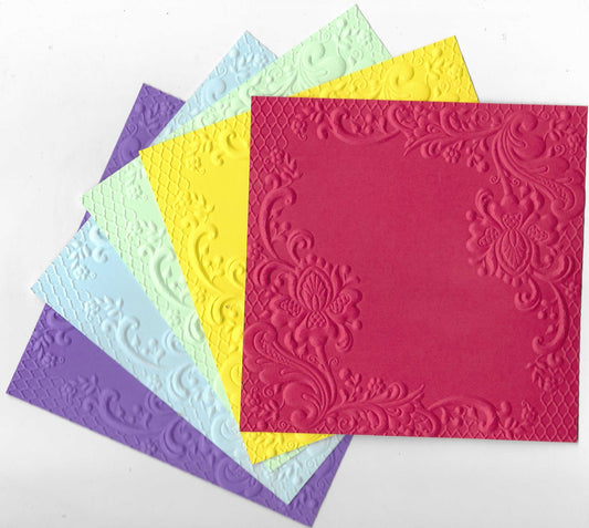 Embossed Card. 5"x5". Floral.