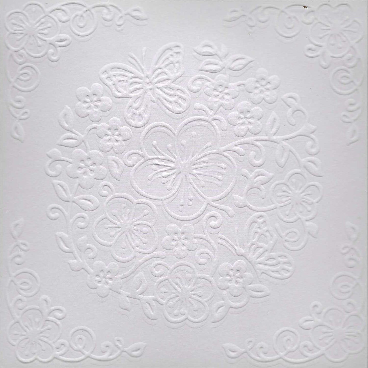 Embossed Card. 5"x5". Floral.