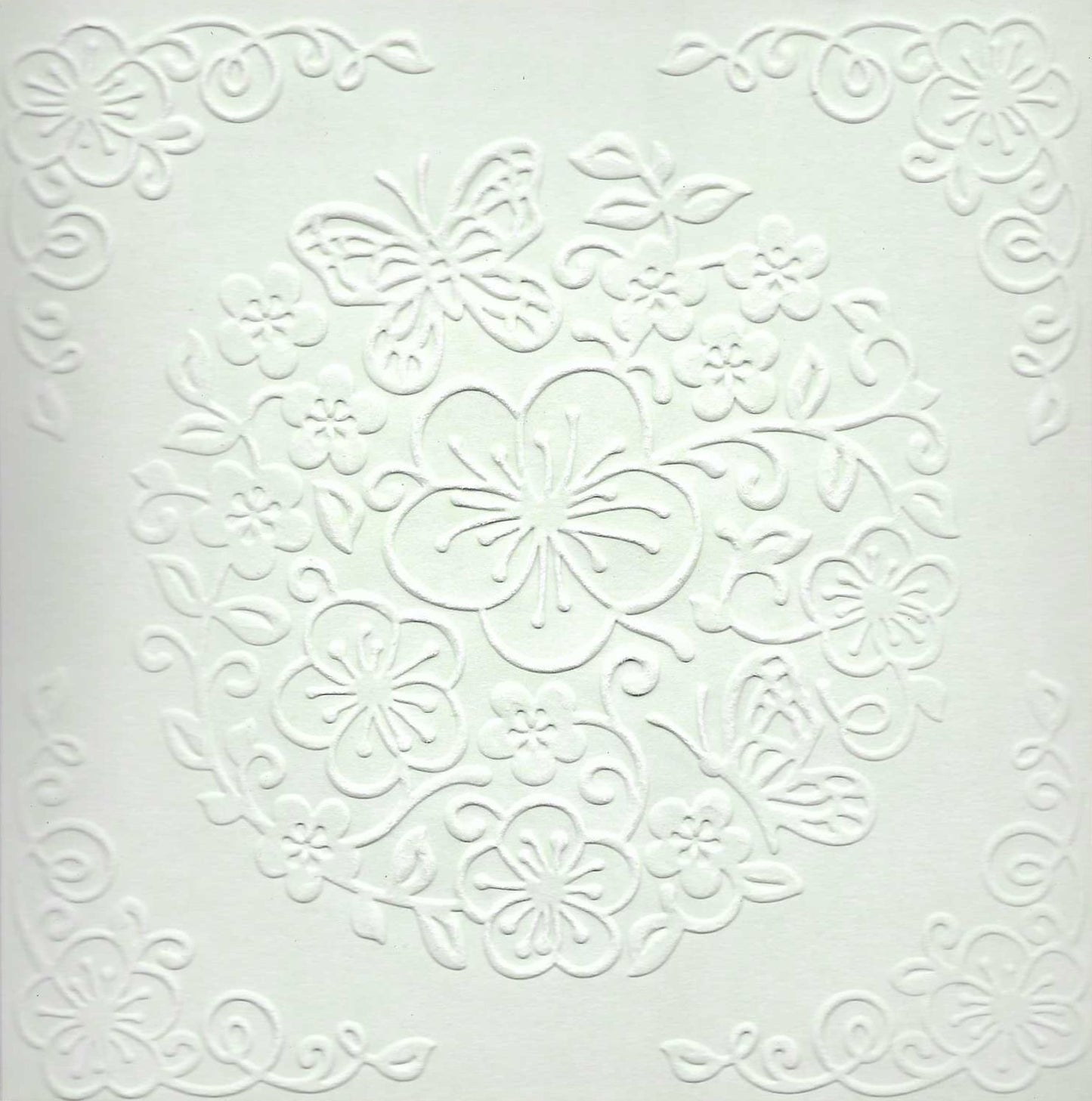Embossed Card. 5"x5". Floral.
