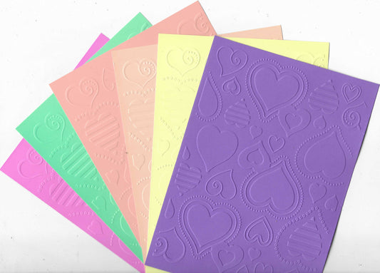 Embossed Card. 5"x7". Hearts.