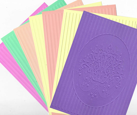 Embossed Card. 5"x7". Chandelier. 10 Sheets In Assorted Colours
