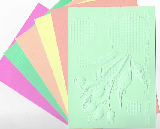 Embossed Card. 5"x7". Berries. 10 Sheets In Assorted Colours