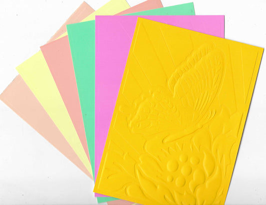 Embossed Card. 5"x7". Butterfly. 10 Sheets In Assorted Colours
