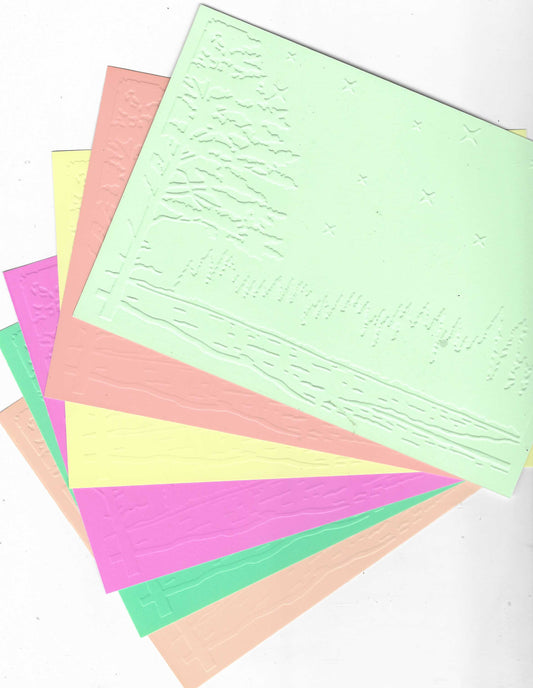 Embossed Card. 5"x7". Tree Scene. 10 Sheets In Assorted Colours
