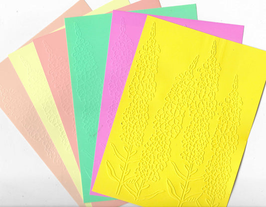 Embossed Card. 5"x7". Floral. 10 Sheets In Assorted Colours