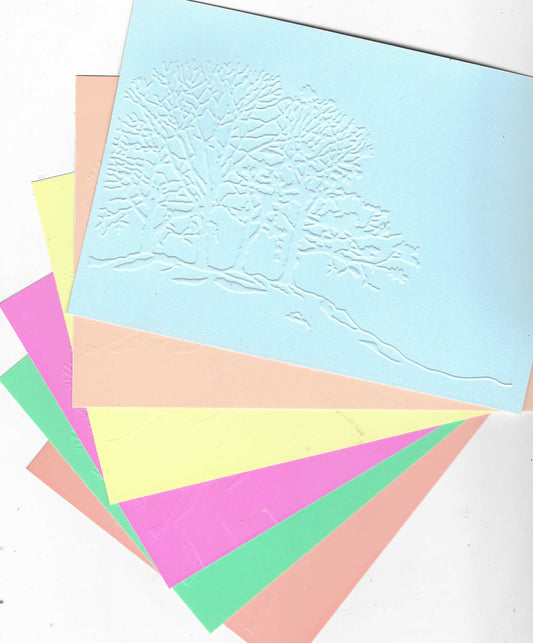 Embossed Card. 5"x7". Trees. 10 Sheets In Assorted Colours